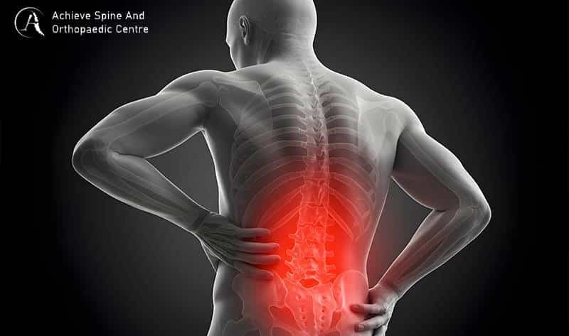 X-ray highlighting a lumbar vertebral fracture.